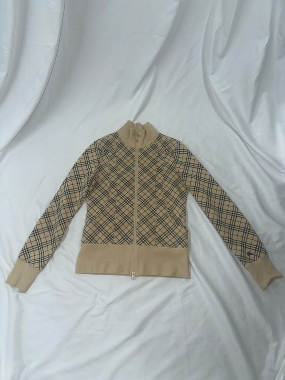 Burberry Beige Plaid Zip Jacket